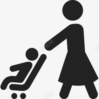 母亲带着婴儿车散步人人2图标图标