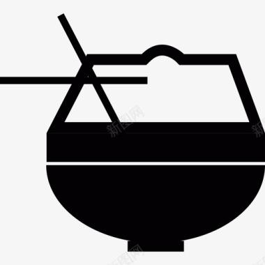 带筷子工具和器皿的东方碗图标图标
