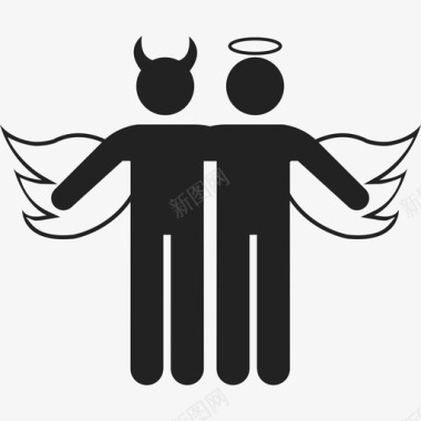天使天使和恶魔人类图标图标