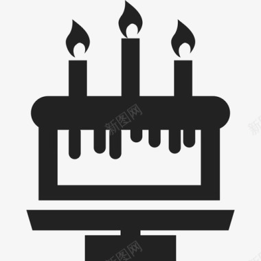 有三支蜡烛的生日蛋糕食物庆祝活动图标图标