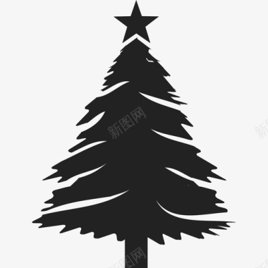 有星星形状庆祝活动的圣诞树图标图标