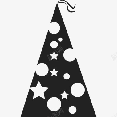带有圆点和星星的生日帽时尚庆祝图标图标