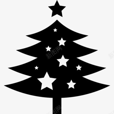 用星星形状装饰的圣诞树图标图标