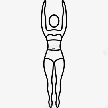 伸展女人站着练习瑜伽伸展姿势人图标图标