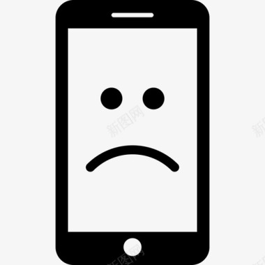 屏幕上有悲伤表情的智能手机工具和工具电话图标图标