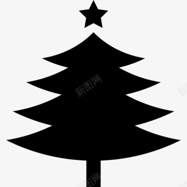 圣诞节圣诞树顶部有一颗五角星形状圣诞节图标图标