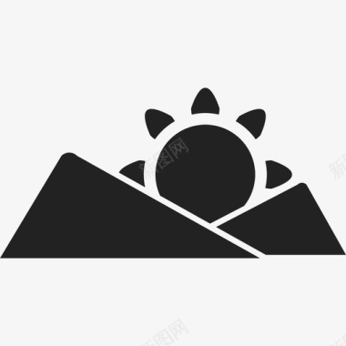 有阳光自然天气的山景图标图标
