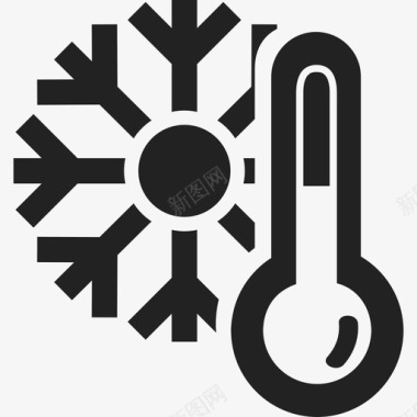 白色雪花水银温度计和雪花天气天气图标图标