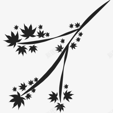 带叶树枝自然日本图标图标