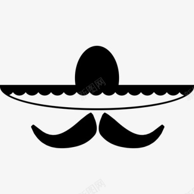 墨西哥人的帽子和胡子丢了7套2人图标图标