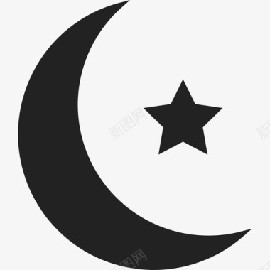 带小星星的伊斯兰新月标志ios7填充2图标图标