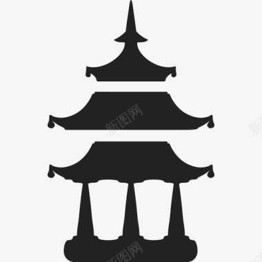 日本扇佛教寺庙建筑日本图标图标