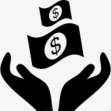 双手雕刻美元钞票商业钱袋2图标图标