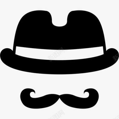 帽子和胡子时尚胡子图标图标