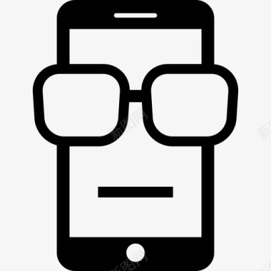 带眼镜工具和器具手机图标的智能手机图标