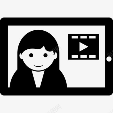 平板电脑屏幕上的电影记者电影院新闻图标图标