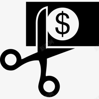 剪刀和美元纸钞商业钱袋2图标图标