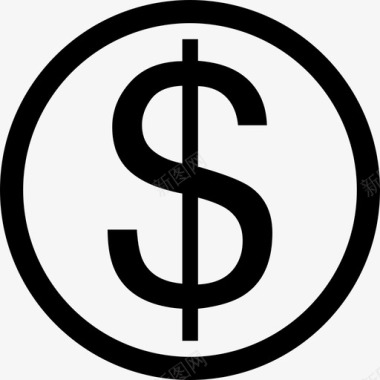 圆商业货币上的美元符号图标图标