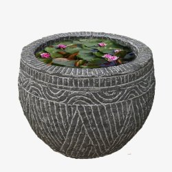 中式庭院水缸荷花中式素材