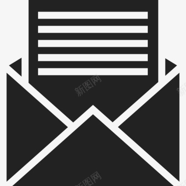 黑色背景开封信纸信封商务ios7黑色图标图标