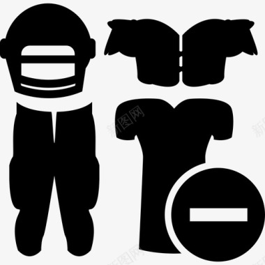橄榄球运动员衣服上带负号的装备界面图标图标