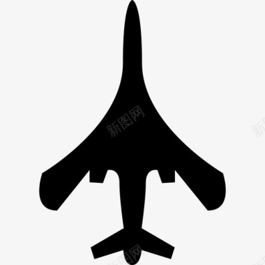 飞机顶部或底部的黑色轮廓形状运输飞机图标图标