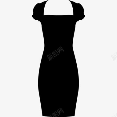 时尚优雅时尚的黑色连衣裙图标图标