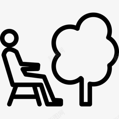 坐在树旁椅子上的人人博物馆图标图标