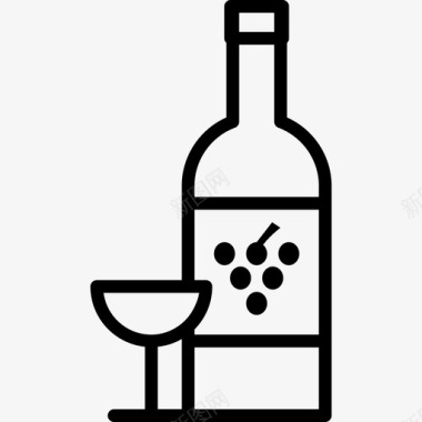 带玻璃的葡萄酒瓶食品图标图标