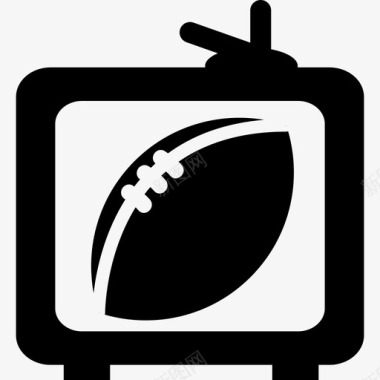 电视屏幕上的橄榄球运动图标图标