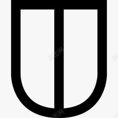 盾牌形状带垂直中间线的白色盾牌形状盾牌图标图标