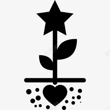 有心形种子的星状植物图标图标