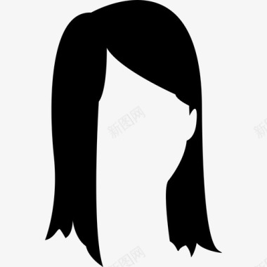 长发和侧刘海的女性人时尚偶像图标图标
