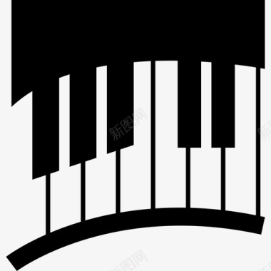 曲线音乐音乐和声音2中的钢琴键图标图标