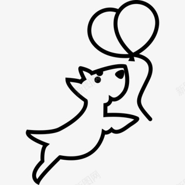 追逐气球动物的狗轮廓图标图标
