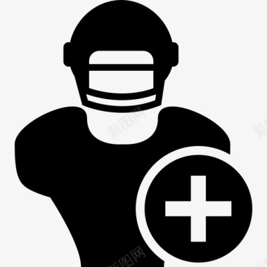 橄榄球运动员全副武装带加号体育图标图标
