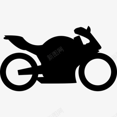 大尺寸黑色轮廓摩托车运输带轮图标图标