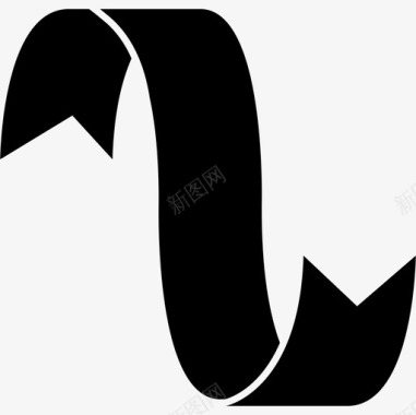 黑色的带状曲线形状缎带图标图标