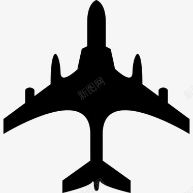 从俯视图看飞机黑色运输飞机图标图标