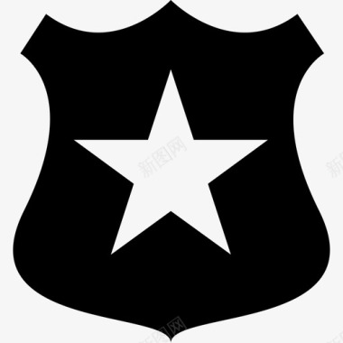警察盾牌上有一个星号标志图标图标
