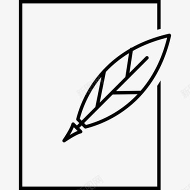 羽毛笔和纸的轮廓艺术博物馆图标图标