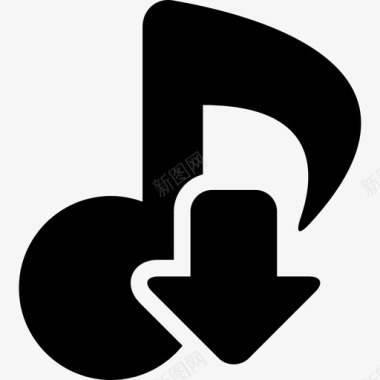 音乐主题符号的音乐笔记与箭头指向下箭头音乐和声音2图标图标