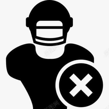 运动符号橄榄球运动员特写与删除十字符号体育图标图标