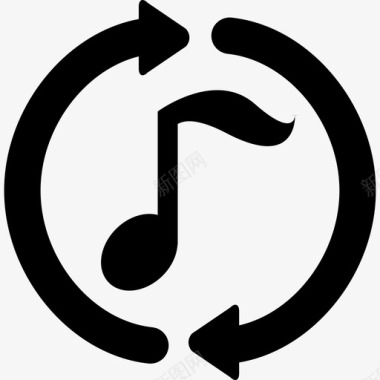 环绕环形箭头的音符音乐和声音1图标图标