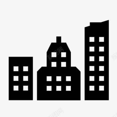 城市建筑物小城市图标图标