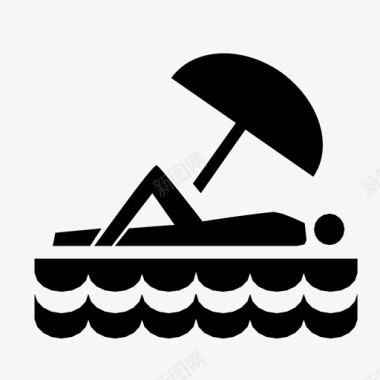 雨伞海滩海洋娱乐沙滩日光浴图标图标