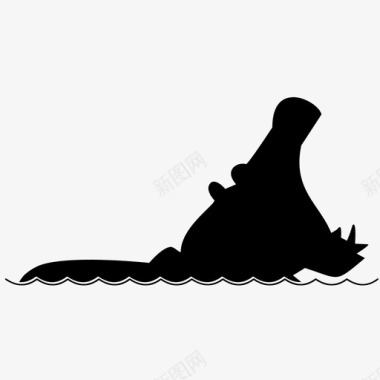 河马动物游泳图标图标