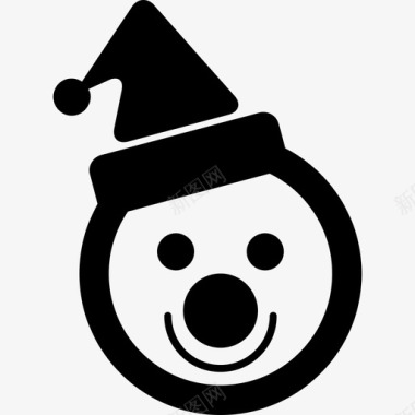 戴着帽子和小丑鼻子的雪人头圣诞节圣诞图标图标