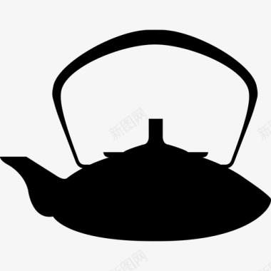 日式茶壶蒸汽水壶图标图标