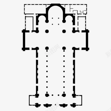 法国大教堂大教堂autocad楼层平面图图标图标